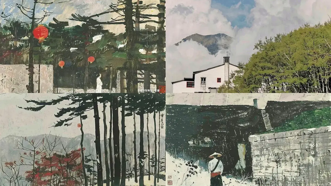 Harmonious Blend of Traditional and Natural Elements in Contemporary Art - Midjourney sref style