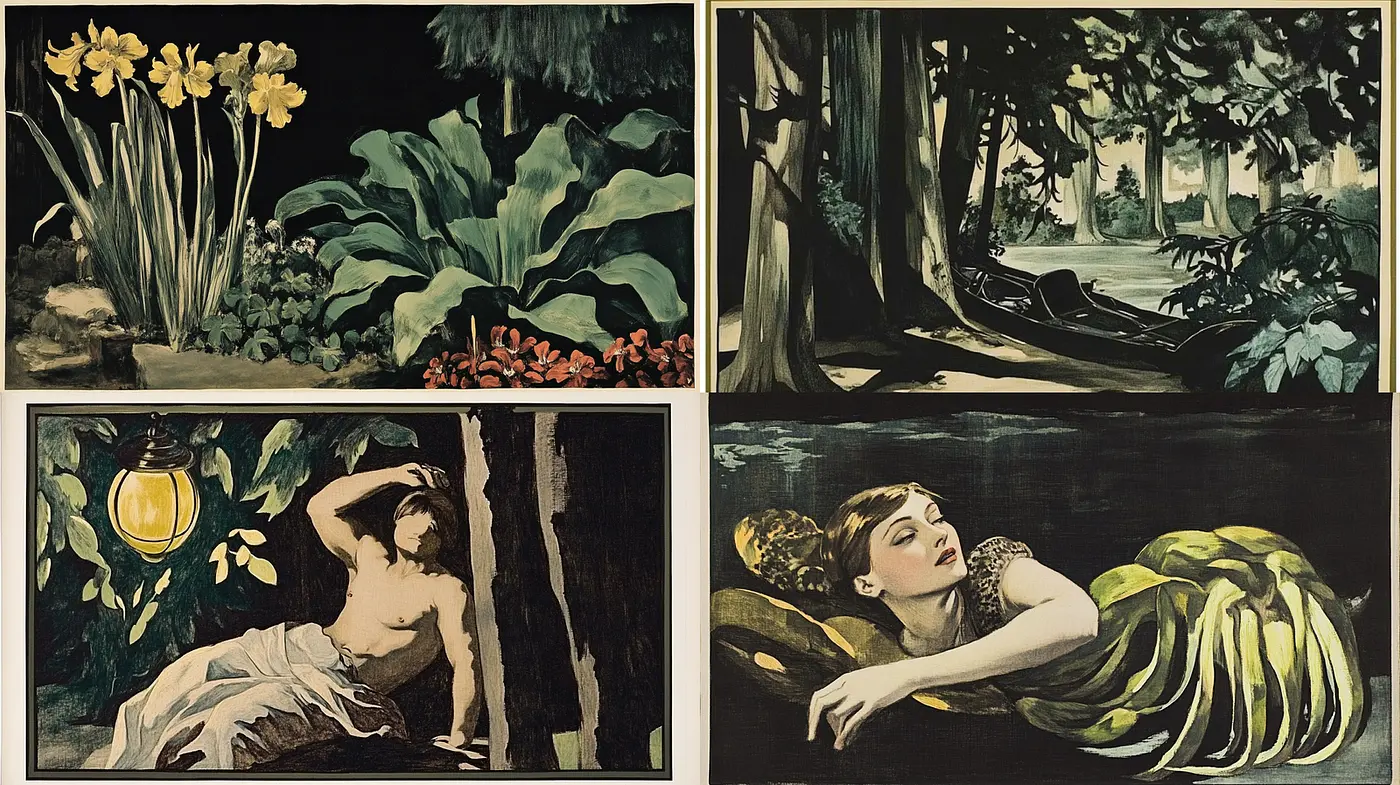 Nature-inspired vintage aesthetic with a harmonious color palette - Midjourney sref style