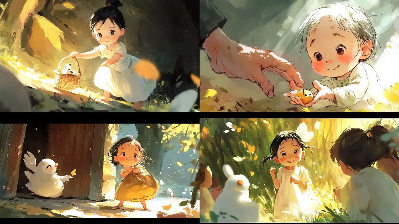 Sun-Dappled Whimsy: Enchanting Childhood Moments in Warm Hues - Midjourney sref style
