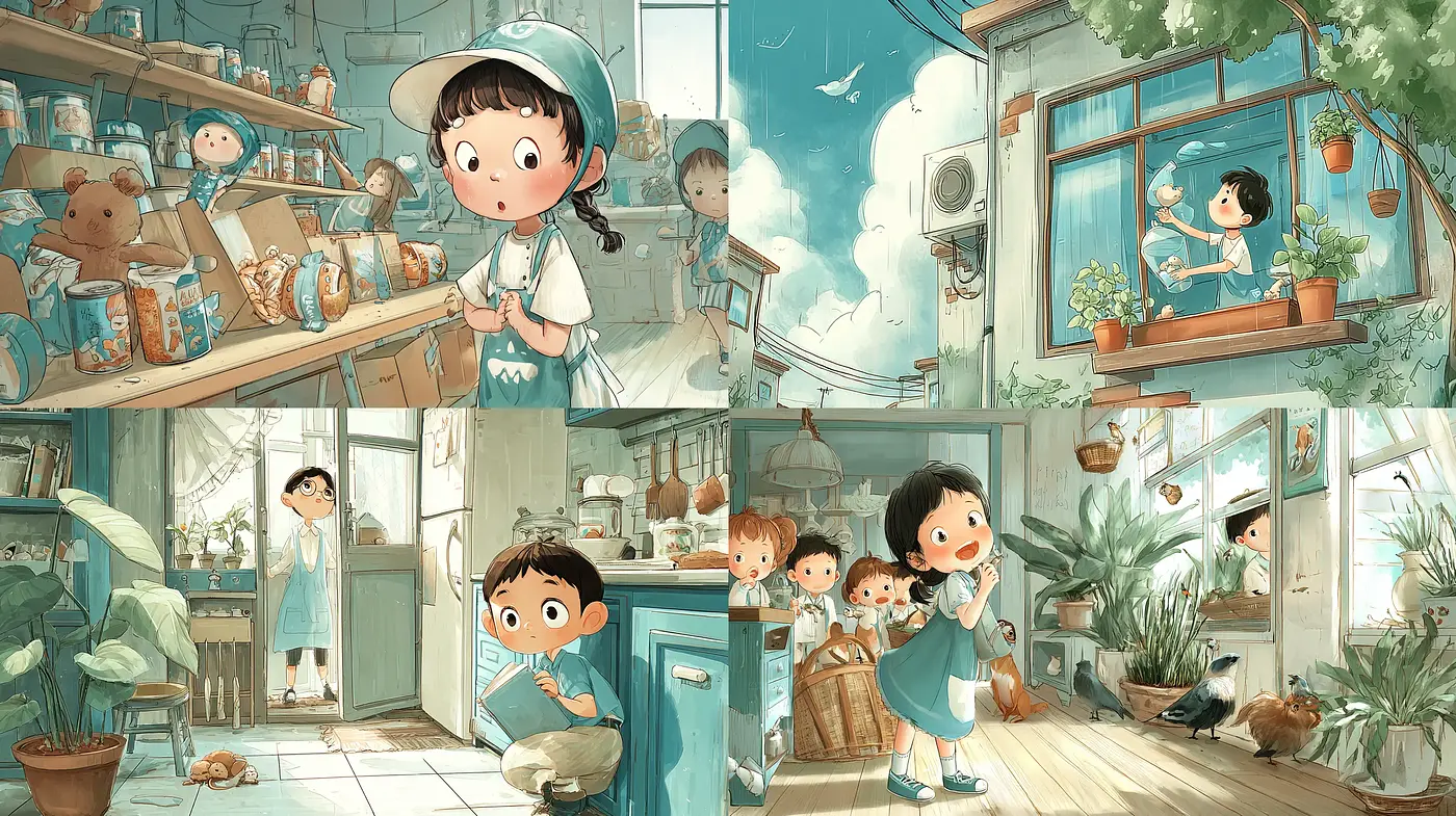 Charming Illustrative Style with Playful Whimsy and Soft Hues - Midjourney sref style