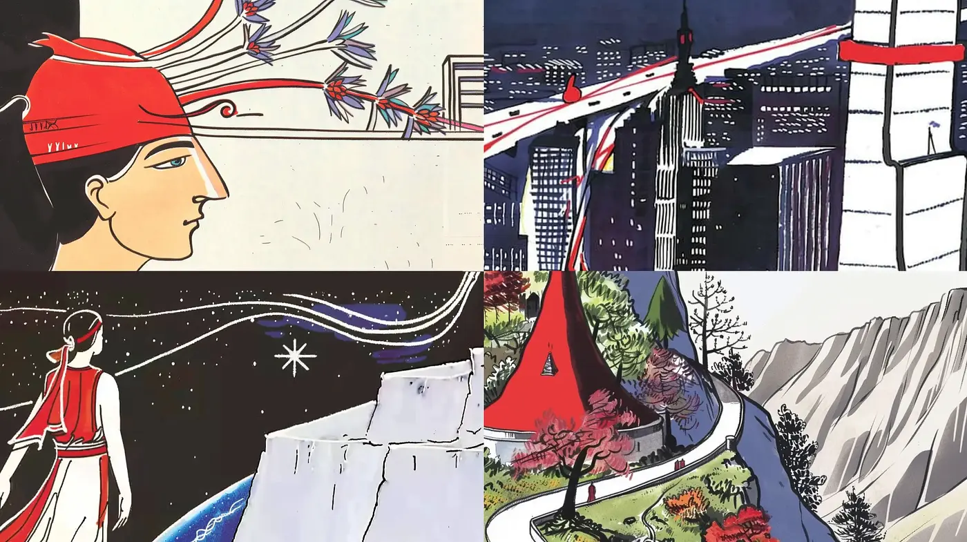 Fusion of Art Deco Elegance and Contemporary Manga Aesthetics - Midjourney sref style