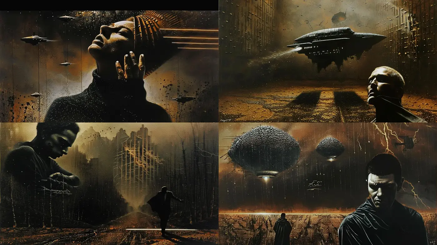 Dystopian Dreamscape: A Homage to Dark Science Fiction Cinema - Midjourney sref style