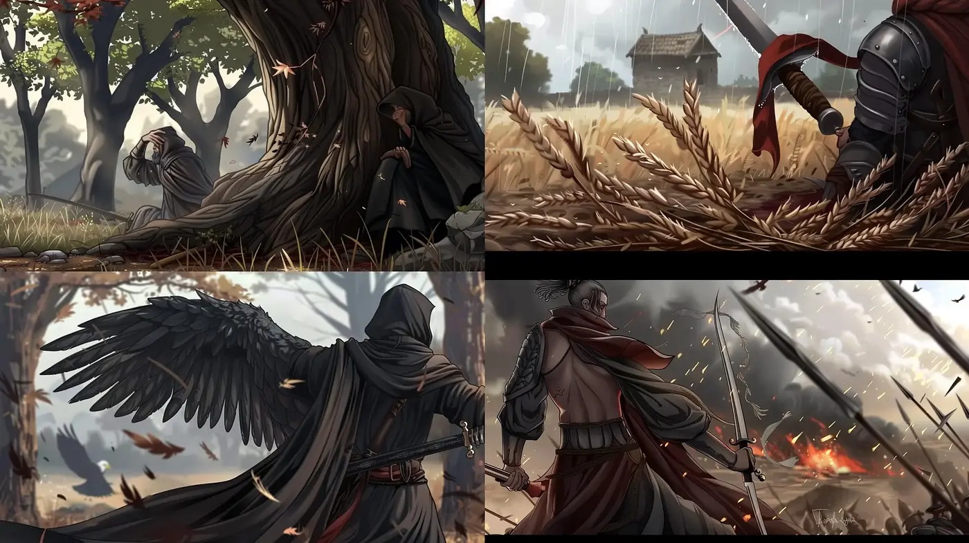 Epic Tableau of Fantasy Valor and Medieval Vigilance - Midjourney sref style