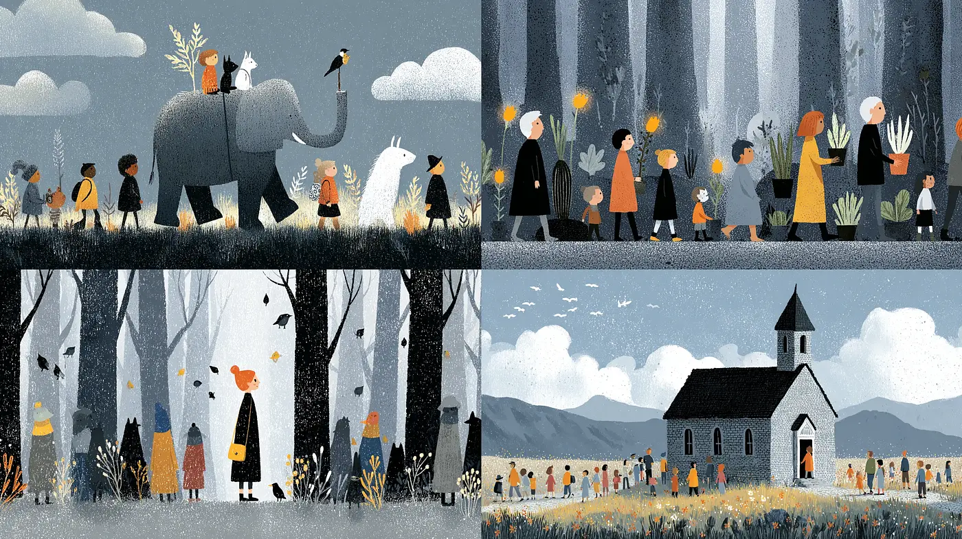 Charming and Whimsical Illustrations with a Nostalgic Touch - Midjourney sref style
