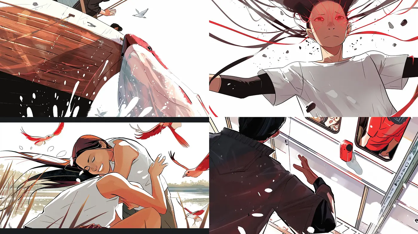 Dynamic Elegance in Motion: A Fusion of Modern Anime Aesthetics with Fluid Lines and Contemporary Artistry - Midjourney sref style