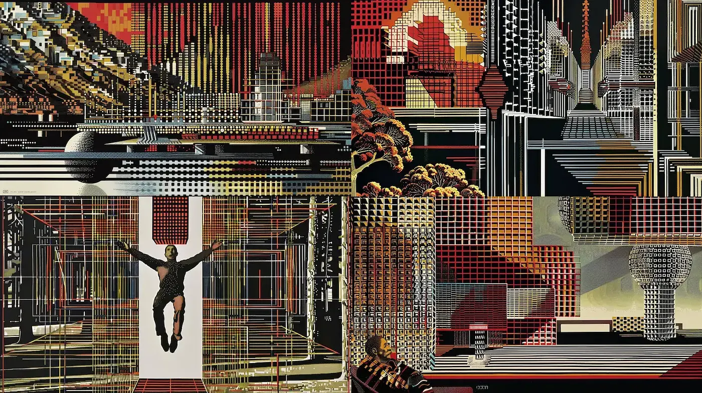 Futuristic Symphony of Geometric Patterns and Digital Abstraction - Midjourney sref style
