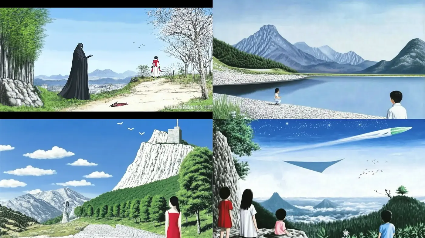 Tranquil Vistas in Contemporary Anime-Influenced Illustrations - Midjourney sref style