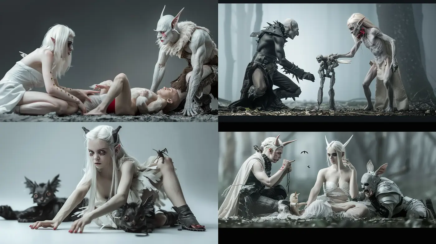 Ethereal Monochromatic Homage to Mythological Realms - Midjourney sref style