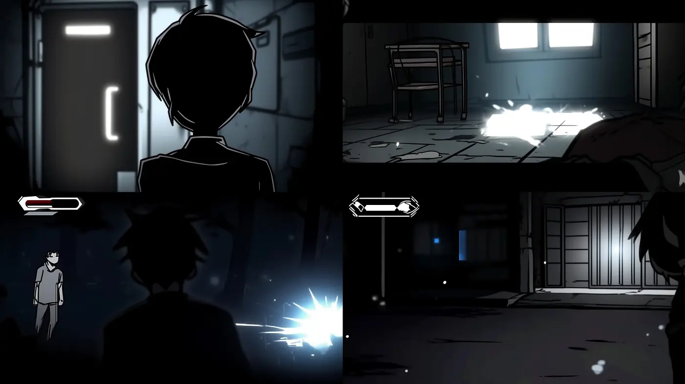 Monochromatic Moodscape: The Essence of Noir in Stylized Anime Influences - Midjourney sref style