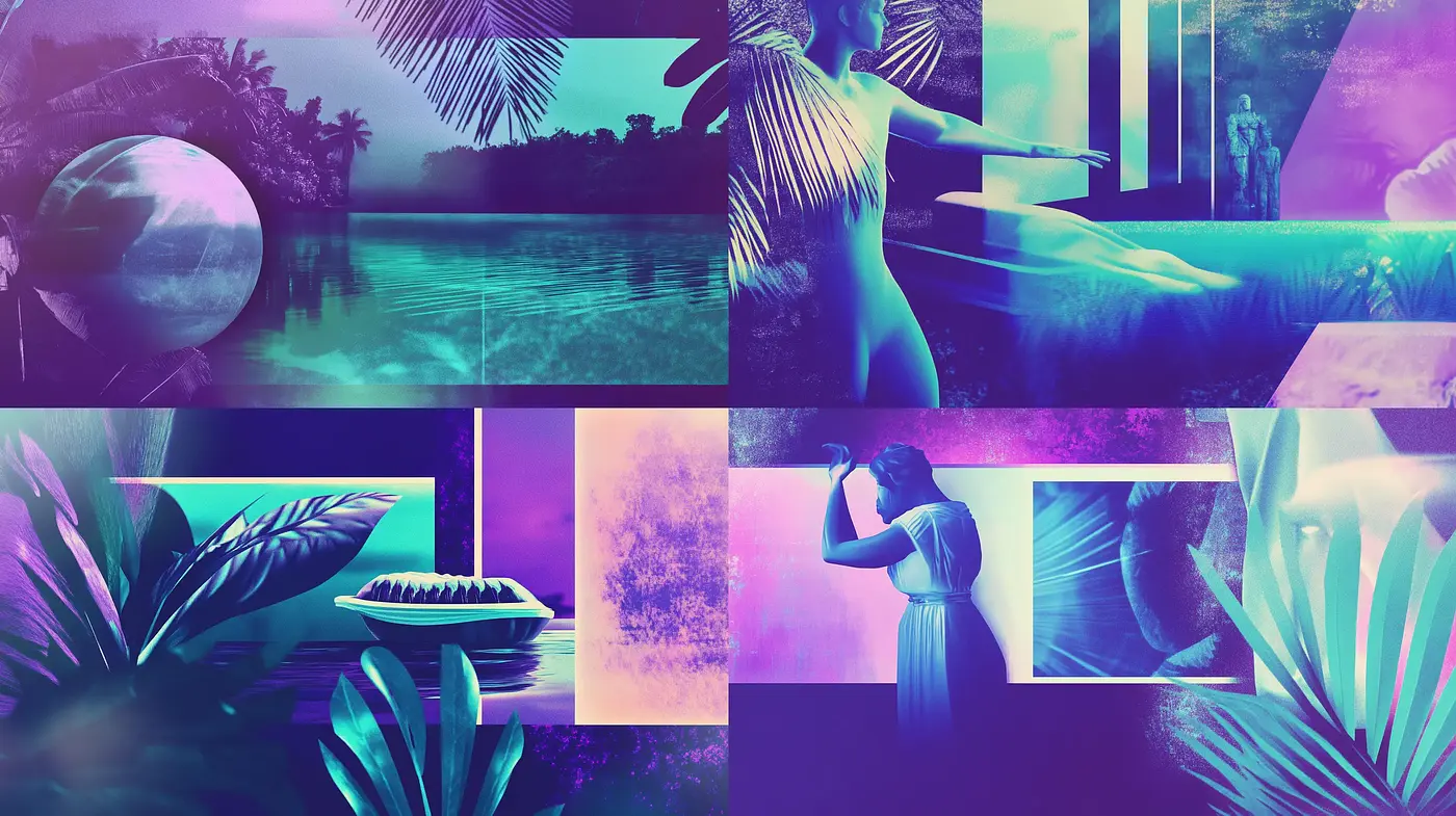 Ethereal Luminescence in Surreal Tropics - Midjourney sref style