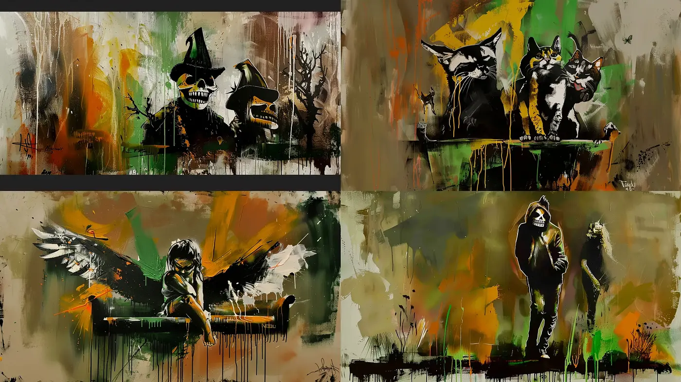 Abstract Expressive Grunge with a Dystopian Twist - Midjourney sref style