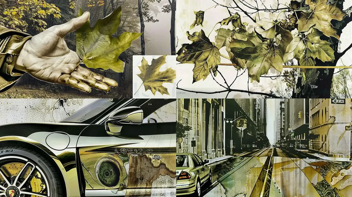 Fusion of Nature and Urban Realism with a Vintage Touch - Midjourney sref style