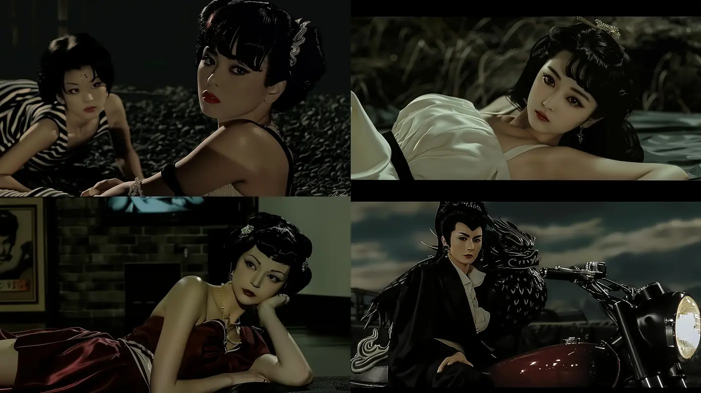 Noir-Inspired Cinematic Elegance with a Contemporary Digital Artistry - Midjourney sref style