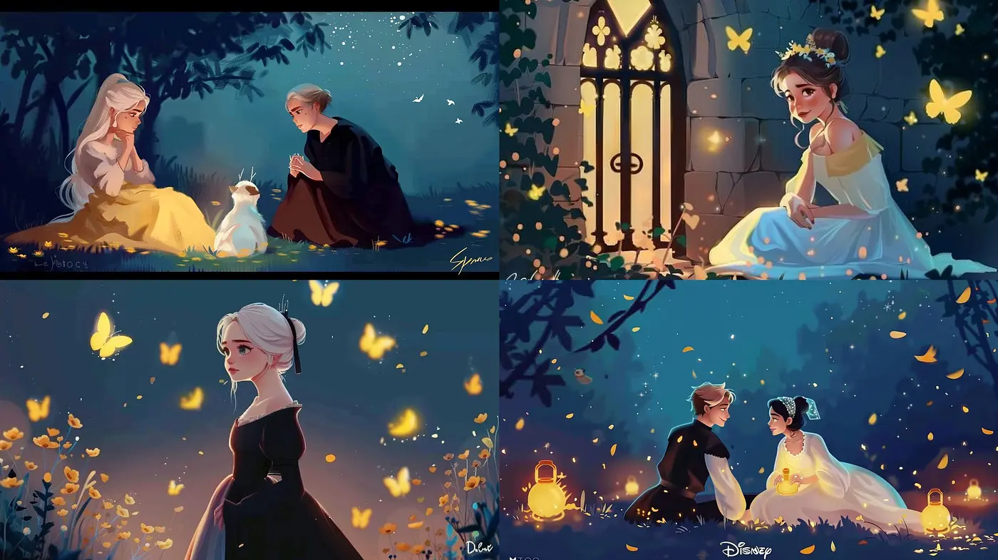 Enchanted Twilight Glow: A Harmonious Blend of Mood and Color in Illustrative Art - Midjourney sref style