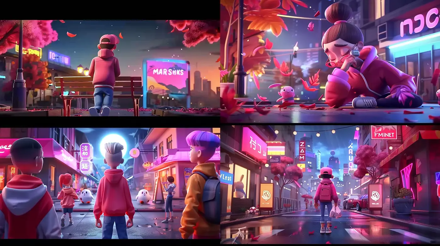 Neon-lit Urban Dreamscape with a Cyberpunk Aesthetic - Midjourney sref style