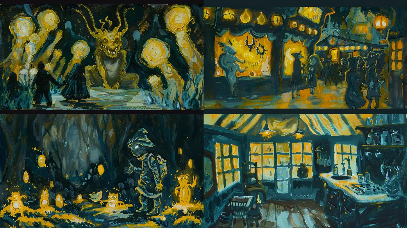 Mystical Nocturne in Oil: A Journey through Enigmatic Imagery - Midjourney sref style