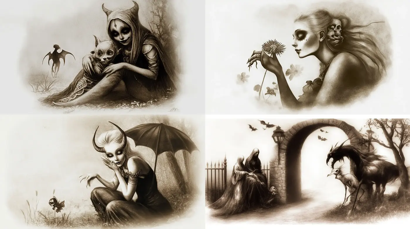 Eerie Monochromatic Gothic Fantasy - Midjourney sref style