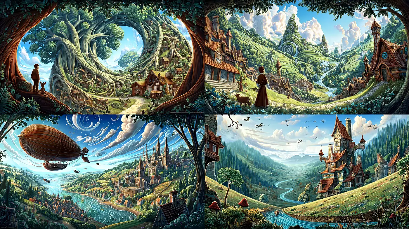 Whimsical Fantasy Landscapes Evoking a Storybook World - Midjourney sref style