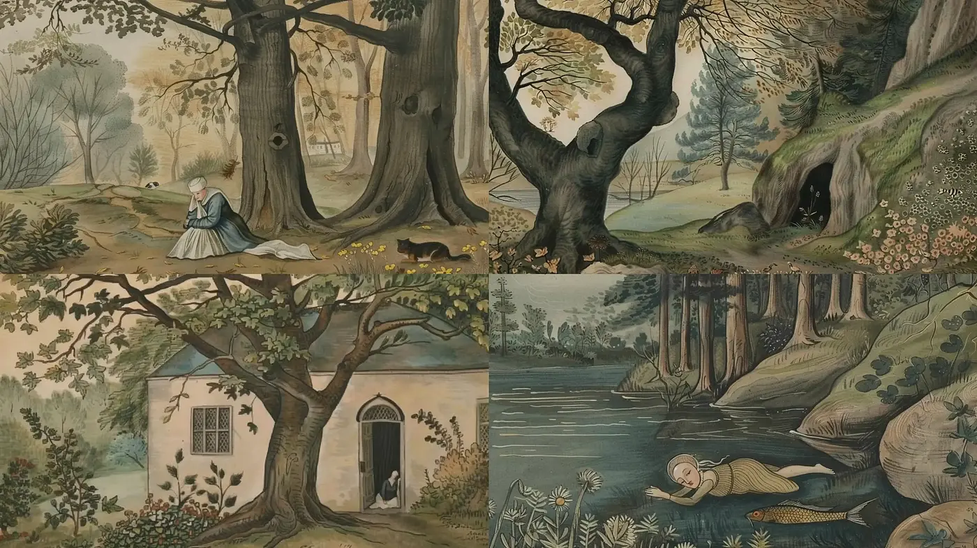 Enchanting Storybook Illustrations with an Antique Patina - Midjourney sref style