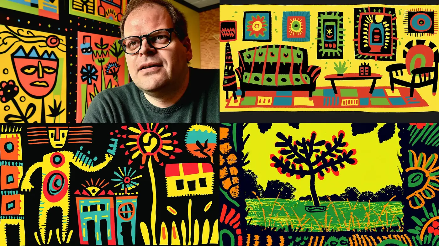 Eclectic Primitivism with Bold Modernist Influence - Midjourney sref style