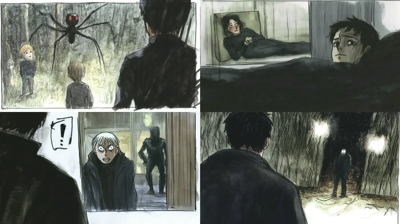 Eerie Graphic Novel Strokes with a Muted Mystery Color Spectrum - Midjourney sref style