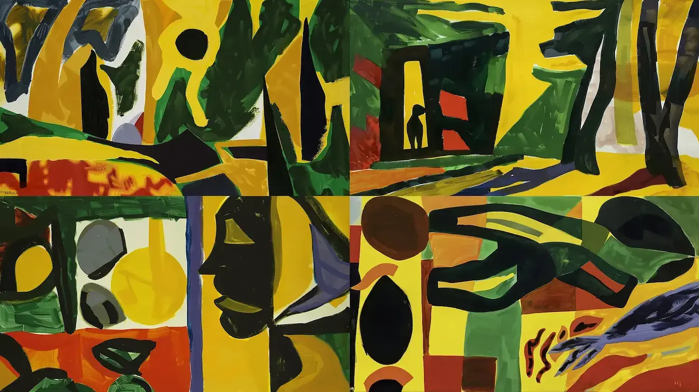 Vibrant Abstract Exploration with Organic Forms and Dynamic Textures - Midjourney sref style