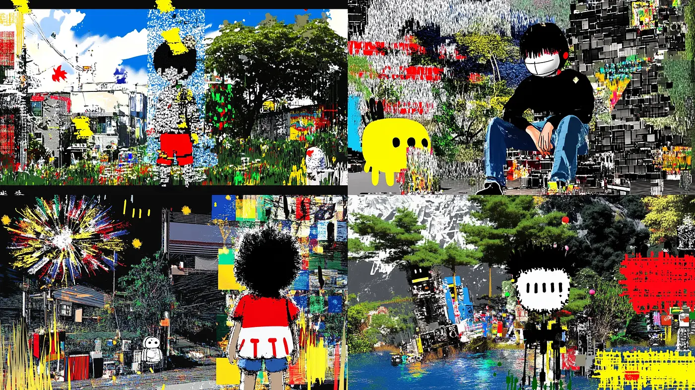Eclectic Pixel Fragmentation in Urban Landscapes - Midjourney sref style