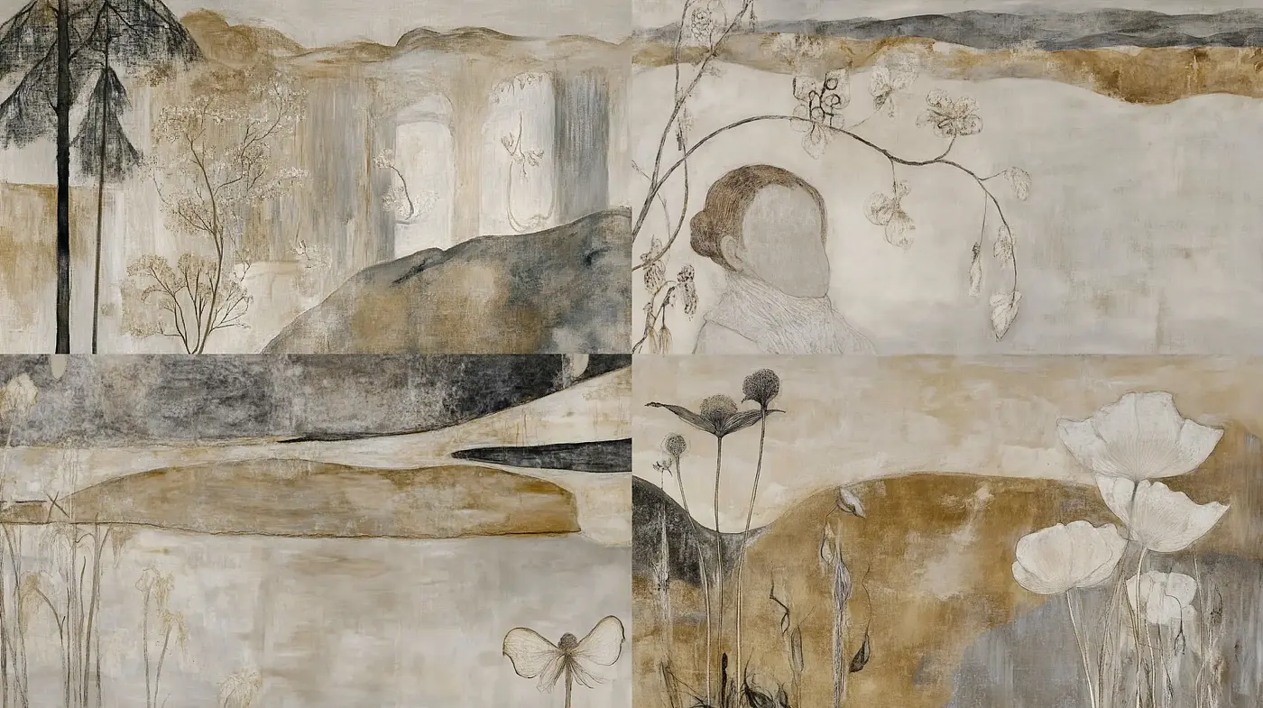 Ethereal Dreamscape: A Meditative Fusion of Nature and Abstract Imagery - Midjourney sref style