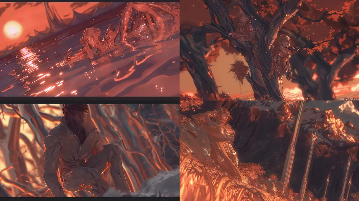 Crimson Dusk Dreamscape: A Harmony of Warm Hues and Expressive Brushwork - Midjourney sref style