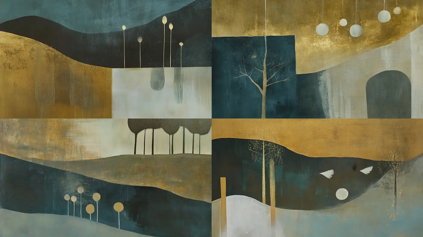 Aegean Tones Abstract Landscape Fusion - Midjourney sref style