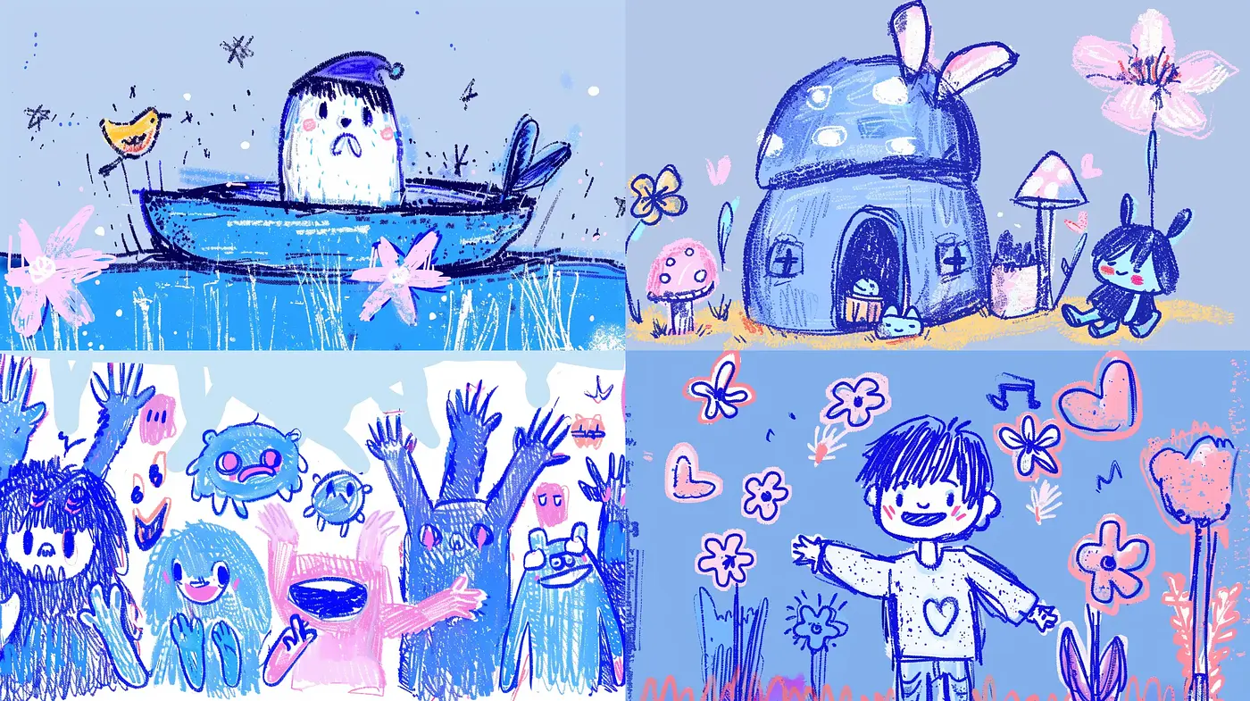 Whimsical Dreamscape in Pastel: A Harmonious Blend of Childlike Wonder - Midjourney sref style