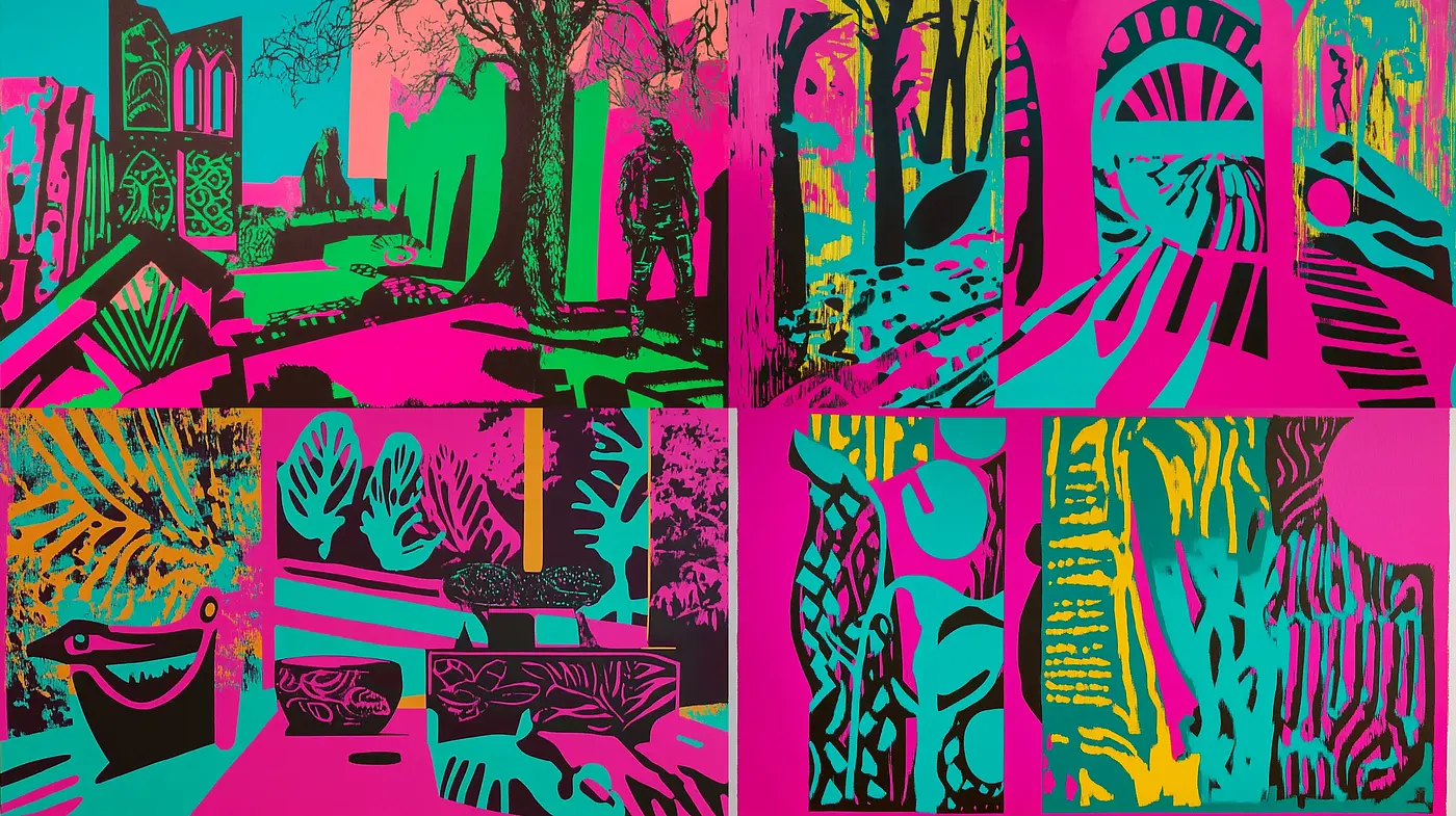 Neon Contrast Pop Art Exploration - Midjourney sref style