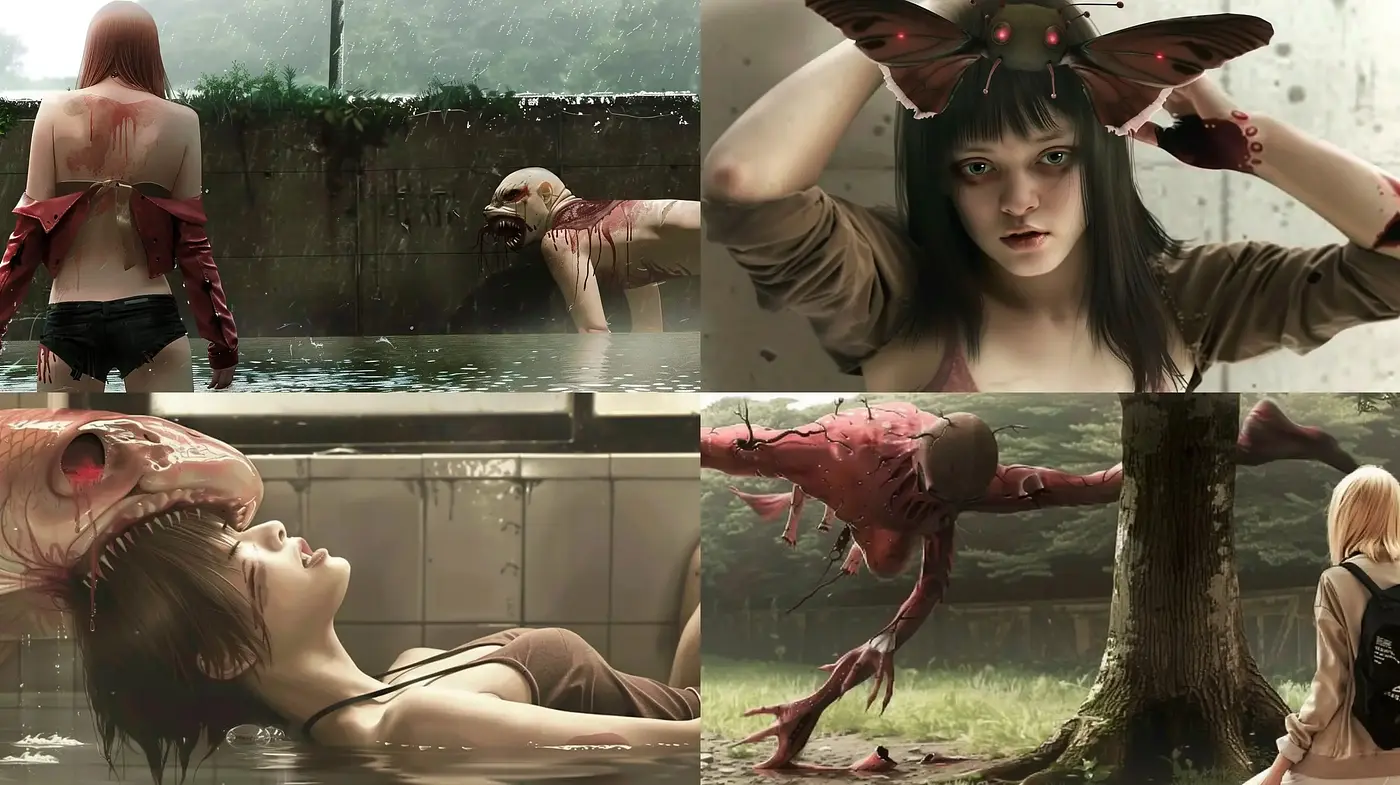 Ethereal Surrealism Blending Fantasy and Macabre - Midjourney sref style