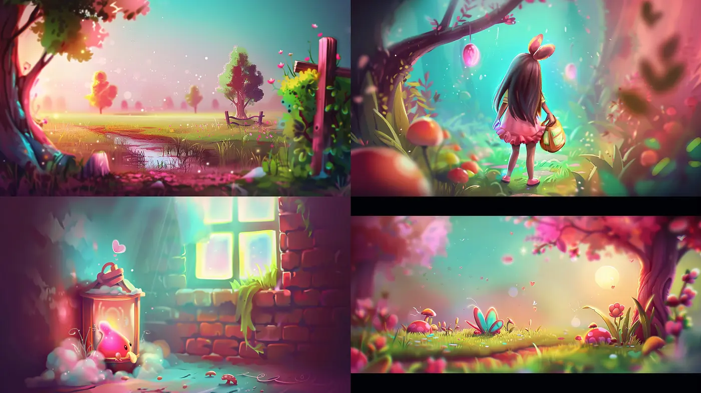 Enchanted Twilight: A Whimsical Fusion of Dreamy Hues and Surreal Landscapes - Midjourney sref style