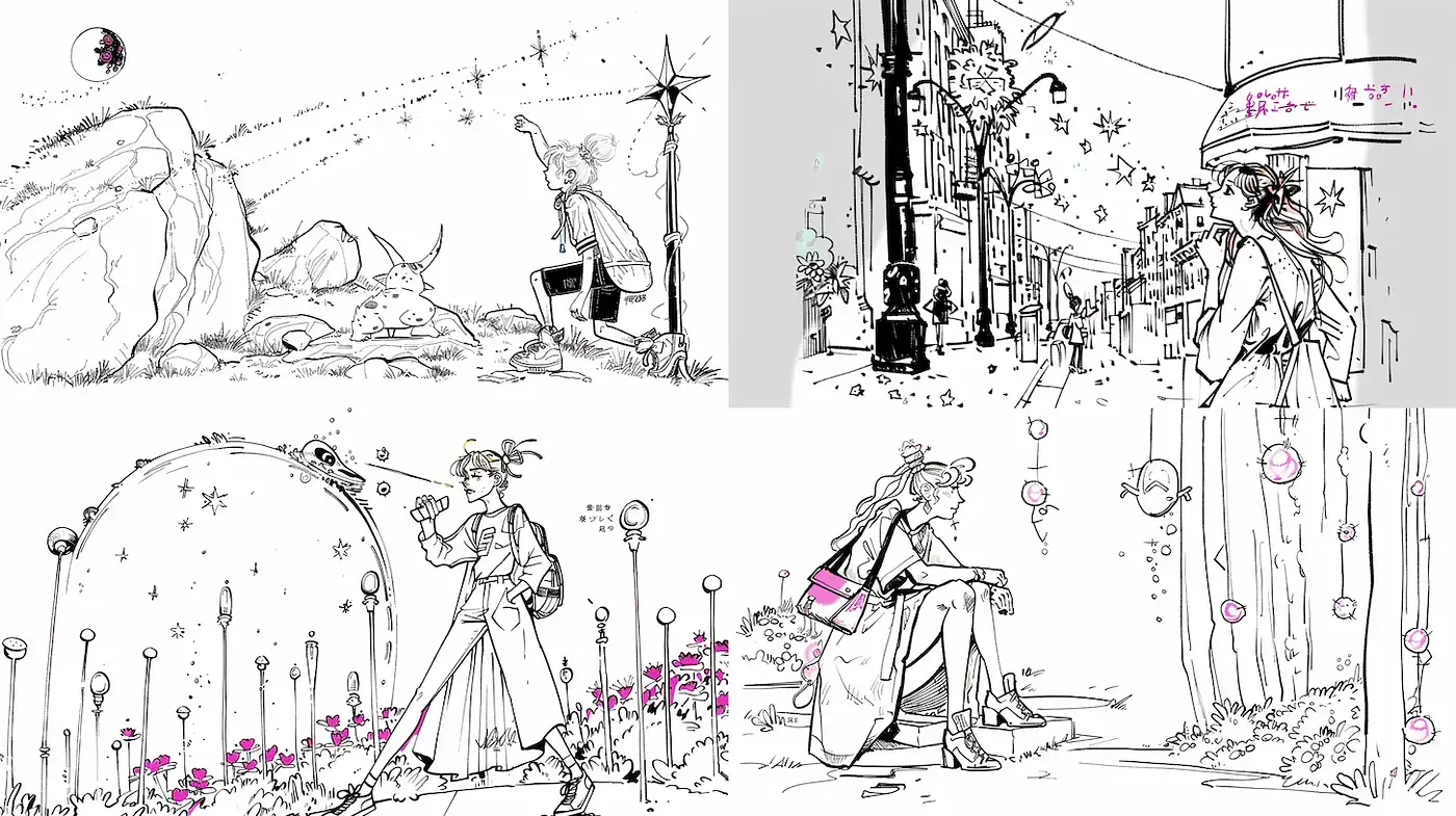 Whimsical and Ethereal Storybook Illustrations with a Touch of Modernity - Midjourney sref style