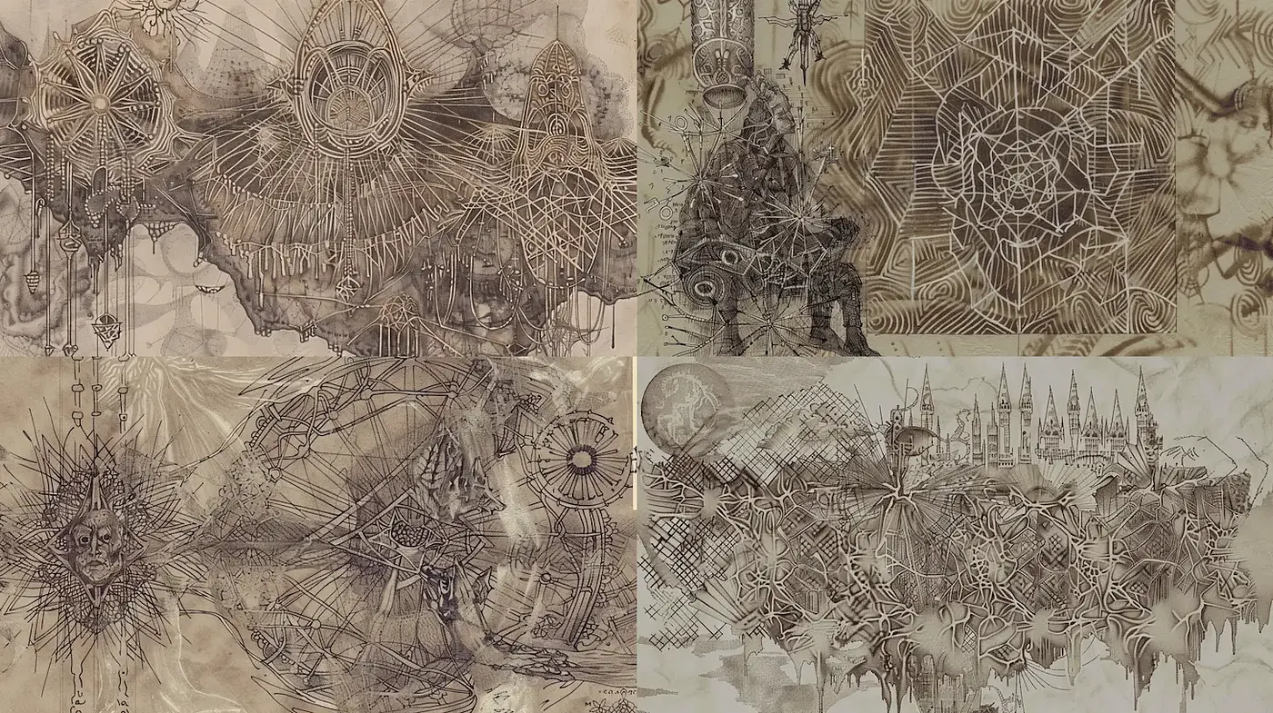 Intricate and Ethereal Illustrative Style with Organic Patterns - Midjourney sref style
