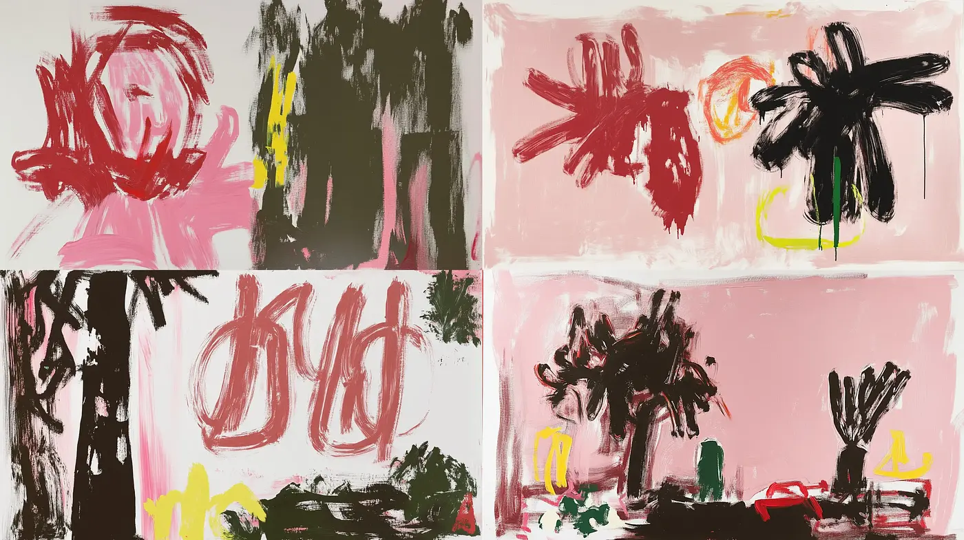 Abstract Expressionist Fusion with Contemporary Brushwork - Midjourney sref style