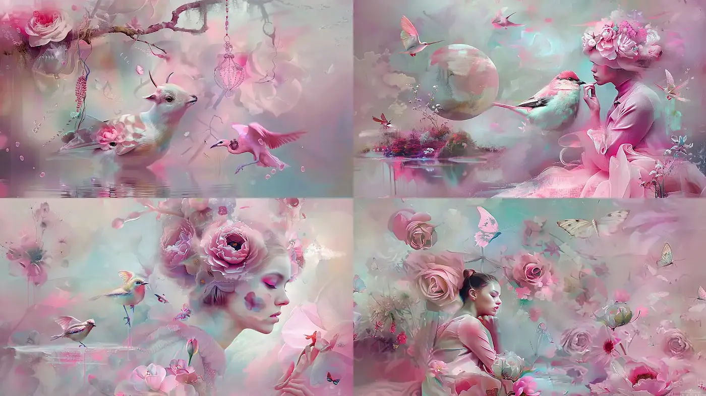 Dreamlike and Ethereal Imagery Evoking a Whimsical and Romantic Atmosphere - Midjourney sref style