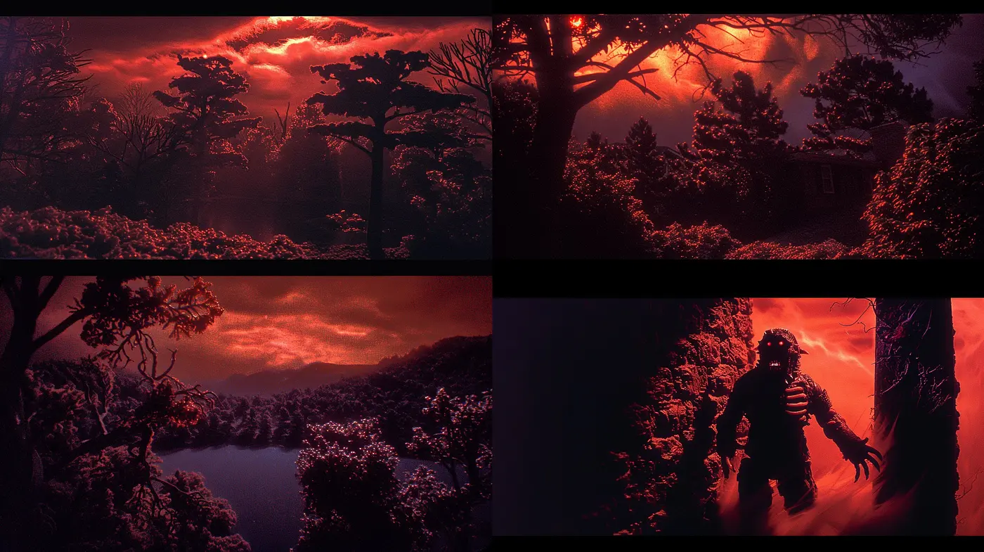 Crimson Mystique: A Fusion of Nocturnal Hues and Ethereal Textures - Midjourney sref style