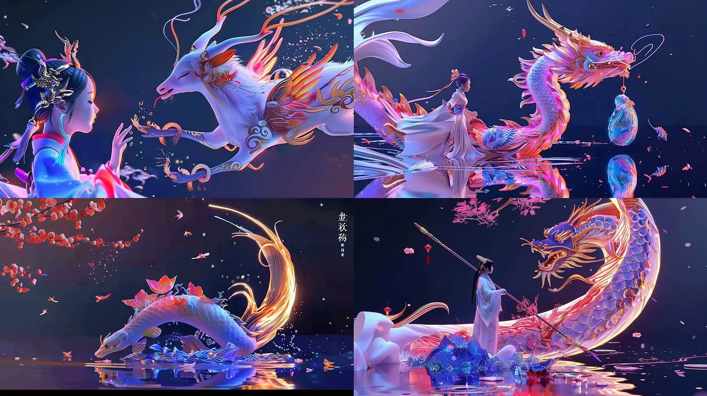 Luminous Ethereal Fantasy with Neon Mythical Elegance - Midjourney sref style