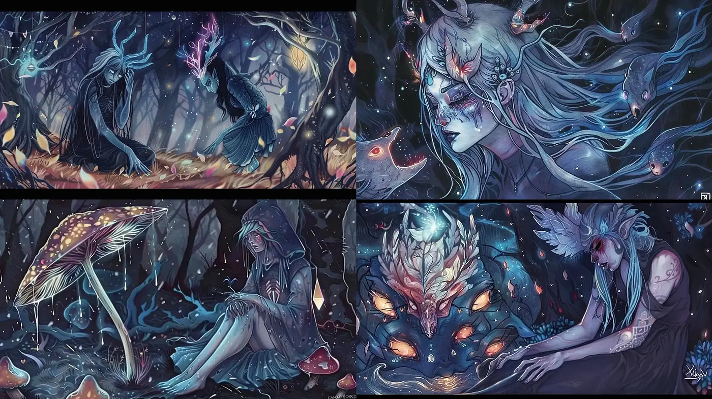 Mystical Enchantment in Ethereal Twilight Hues - Midjourney sref style
