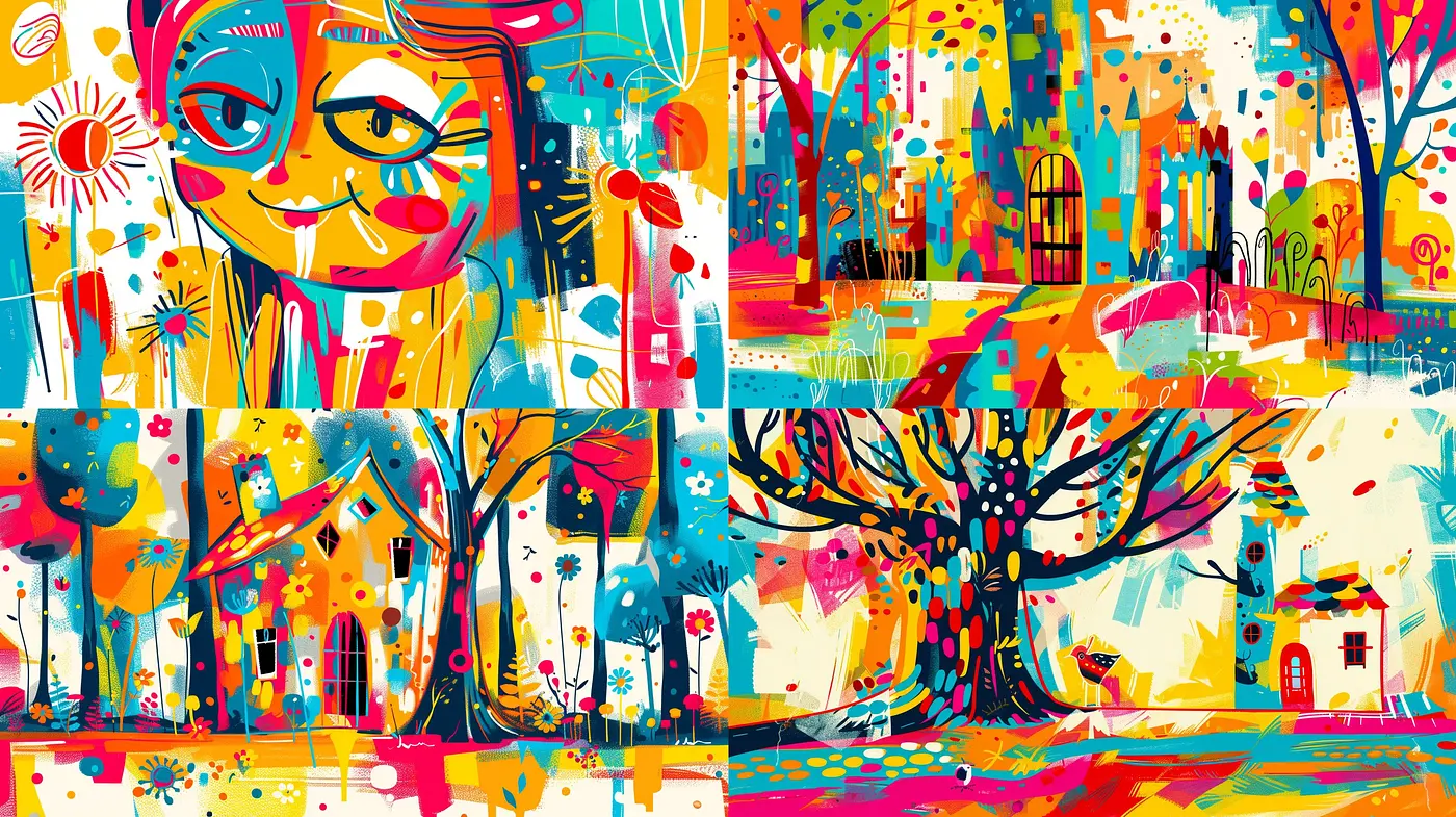 Kaleidoscope of Dreams: A Fusion of Abstract Expression and Whimsicality - Midjourney sref style