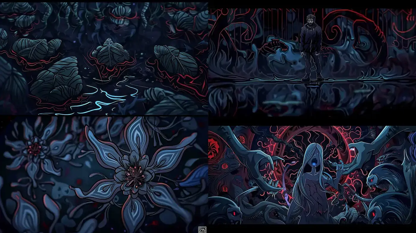 Ethereal Nocturnal Dreamscape: A Cohesive Vision of Surreal Elegance - Midjourney sref style