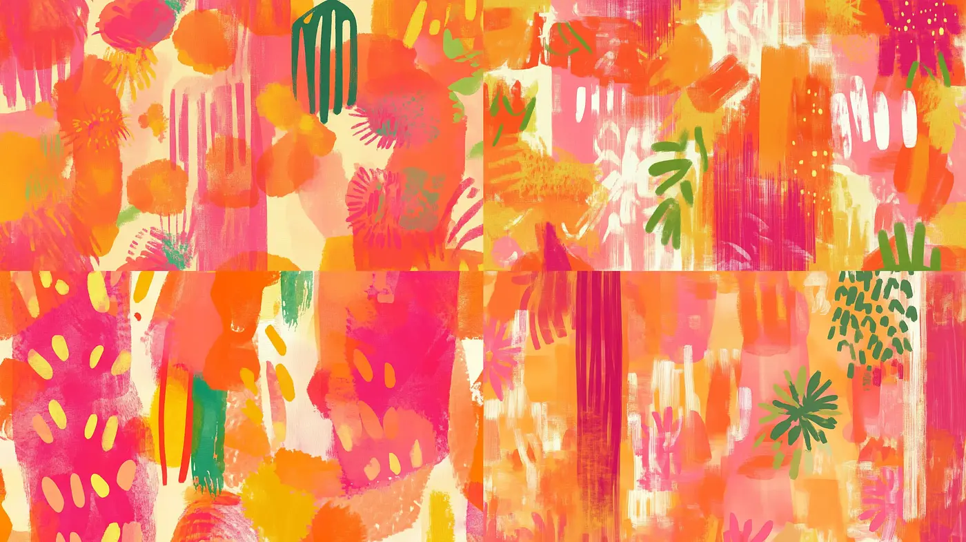Abstract Expressive Brushwork with a Tropical Flair - Midjourney sref style