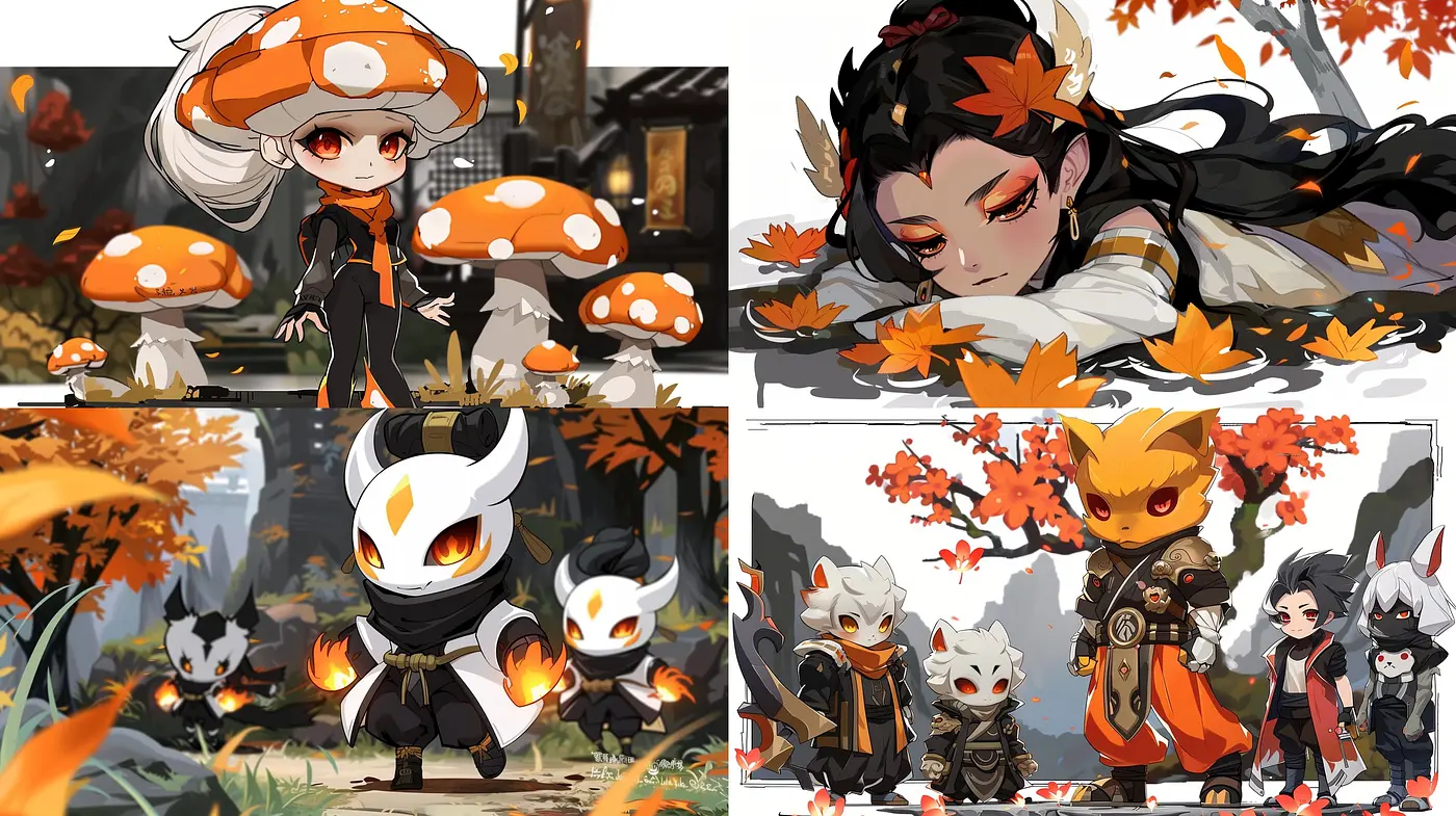 Autumnal Anime Adventure: An Exploration of Vibrant Hues and Dynamic Characters - Midjourney sref style