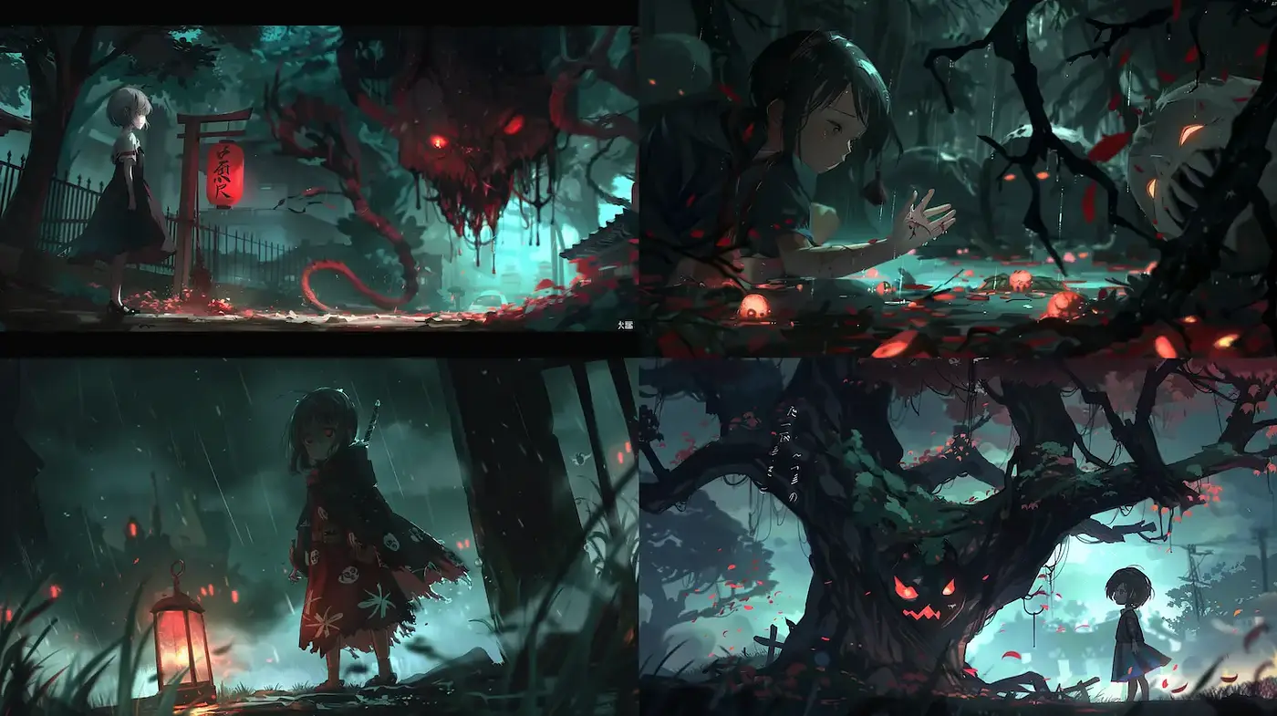 Dark Fantasy with Whimsical and Mysterious Atmosphere - Midjourney sref style