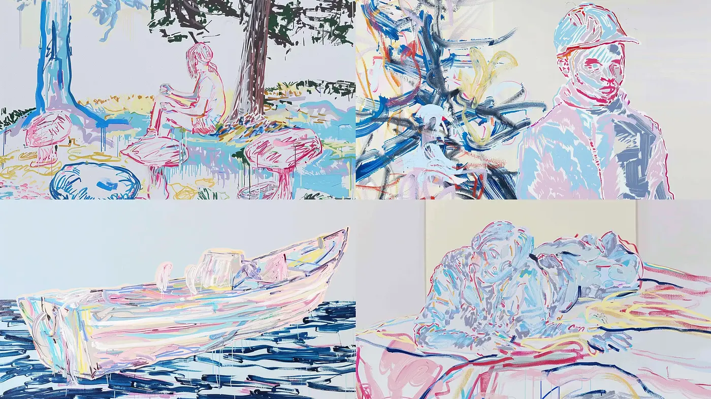Ethereal Pastel Dreamscapes with Expressive Line Work - Midjourney sref style