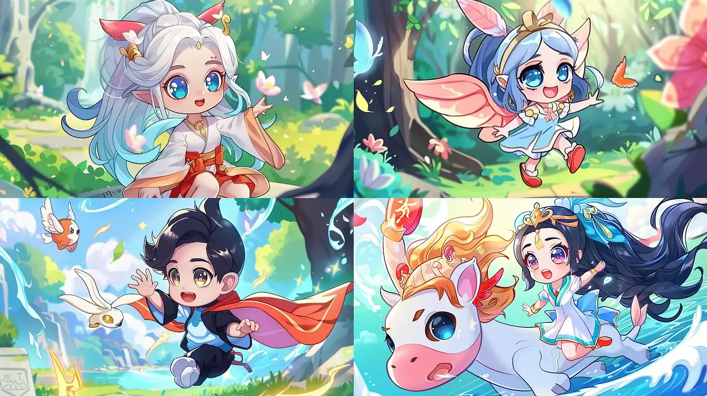 Whimsical Digital Art with a Magical Atmosphere and Playful Characters - Midjourney sref style