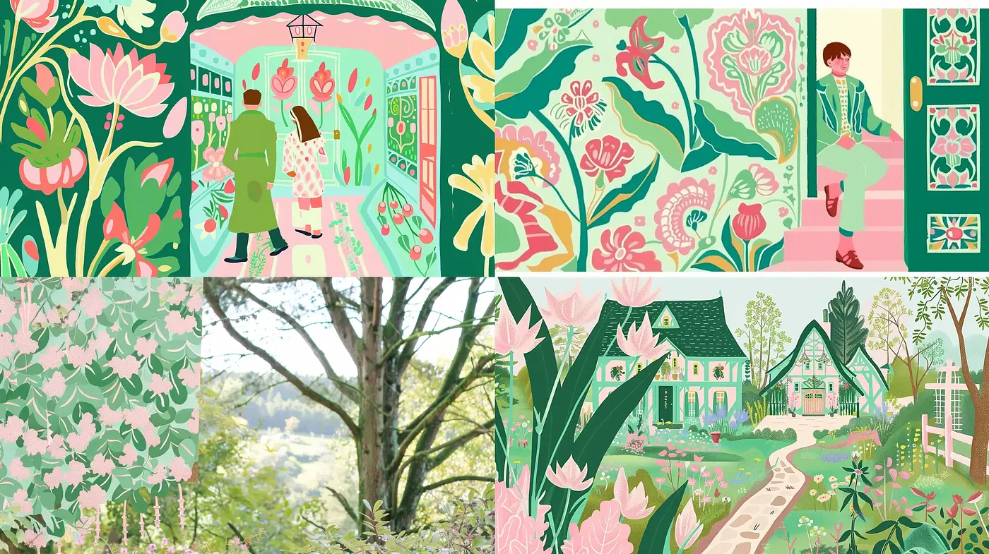 Flourishing Garden Hues: A Whimsical Exploration of Botanical Artistry - Midjourney sref style