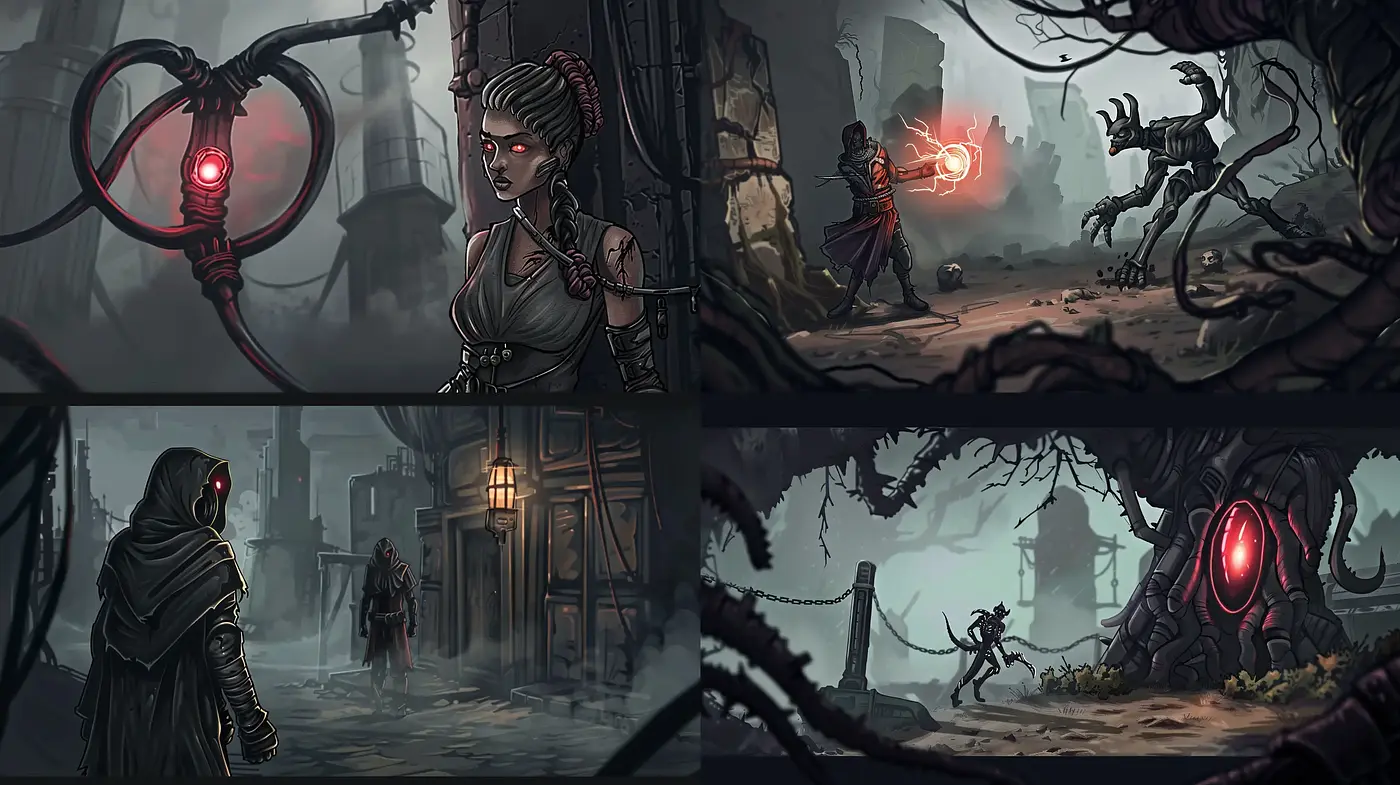 Gothic Fantasy Realms: A Dusky Journey Through Magic and Ruin - Midjourney sref style